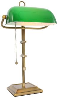RGB LED Banker Tischlampe, bronze, Glasschirm grün, H 56 cm