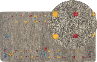 Gabbeh Teppich Wolle grau 80 x 150 cm Hochflor SEYMEN