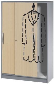 Schiebetürenschrank mit Garderobe rechts 4 OH, tec-art, 100x42x156cm, Buche / Silber