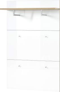 Rechteckig Garderoben paneel Paterna, in Navarra-Eiche-Nachbildung/Weiß, Front mit Glasauflage, 89 x 144 x 30 cm (BxHxT)