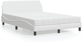 vidaXL Bett mit Matratze Weiß 140x190 cm Kunstleder 3208398