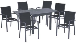 Tischgruppe ELENA, 7 teilig, Aluminium, dunkelgrau