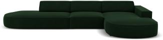 Micadoni 4-Sitzer Samtstoff Ecke rechts Sofa Jodie | Bezug Bottle Green | Beinfarbe Black Plastic