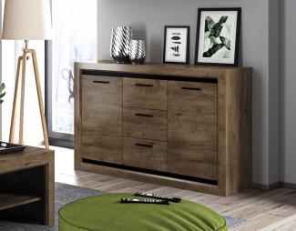 Sideboard "Baltica" Kommode 138cm Lefkas Eiche schwarz MDF