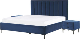 Schlafzimmer komplett Set 3-teilig blau 160 x 200 cm SEZANNE