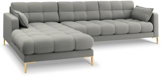Micadoni 5-Sitzer Ecke links Sofa Mamaia | Bezug Light Grey | Beinfarbe Gold Metal