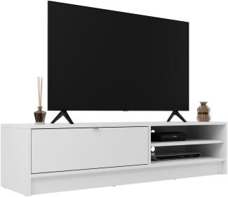 TV Lowboard Vinxor 1K mit 2 Ablagefächer und Klapptür (Farbe: Weiß)