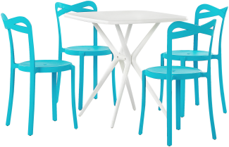 Gartenmöbel Set Kunststoff weiß blau 4-Sitzer SERSALE CAMOGLI