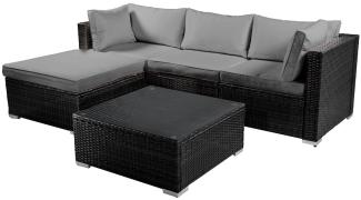 BRAST Gartenmöbel Lounge Sofa Couch Set Royal Schwarz Poly-Rattan für 4 Personen