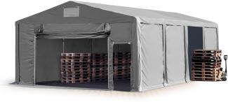 Lagerzelt 8x8 m Zelthalle Industriezelt mit 3m Seitenhöhe PVC Plane 850 N grau 100% wasserdicht Ganzjahreszelt mit Hochziehtor