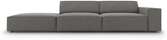 Micadoni 3-Sitzer Links Samtstoff Sofa Jodie | Bezug Light Grey | Beinfarbe Black Plastic