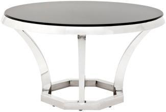 Casa Padrino Luxus Edelstahl Esstisch mit schwarzem Glas 130 x H. 75 cm - Designer Tisch