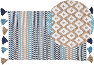 Teppich blau/beige 80 x 150 cm Kurzflor MARMARA