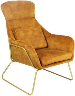 Relaxsessel Samtvelours Gold Sessel Polstersessel Ohrensessel Loungesessel