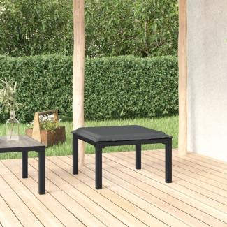 vidaXL Gartenhocker mit Kissen Schwarz und Grau Poly Rattan