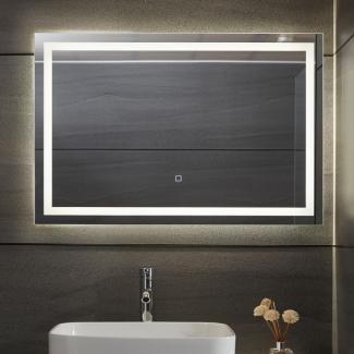 Aquamarin® LED Badspiegel - Beschlagfrei, Dimmbar, EEK A++, Energiesparend, Speicherfunktion, 100 x 60 cm