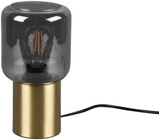 Mini LED Tischleuchte Messing Glasschirm Rauchfarbig Ø 13cm Höhe 24cm
