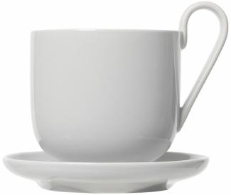 Blomus RO Set 2 Kaffeetassen mit Untertasse, Teetasse, Becher, Porzellan, Nimbus Cloud, 290 ml, 64050
