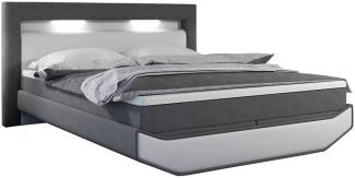 SalesFever Bett Boxspringbett 180x200 cm weiß/grau LED Holz, Kunstleder weiß/grau