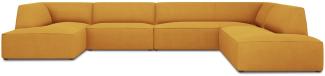 Micadoni 7-Sitzer Panorama Ecke rechts Sofa Ruby | Bezug Yellow | Beinfarbe Black Plastic