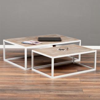 2-tlg. Couchtisch-Set RIVER Weiß ca. L120/90cm Wohnzimmertisch Sofatisch Tisch