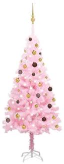 vidaXL Künstlicher Weihnachtsbaum mit LEDs & Schmuck Rosa 180 cm PVC
