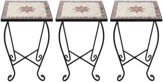 Blumenhocker Kolumbos 3er Set Metall Garten Outdoor Terrasse Mosaik Hocker