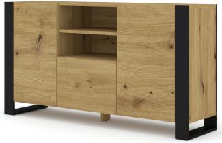 Domando Sideboard Fasano M1 Modern Breite 158cm, schicke Kufenoptik in Artisan Eiche und Schwarz Matt