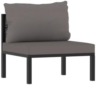 Sofa-Mittelelement mit Kissen Poly Rattan Anthrazit