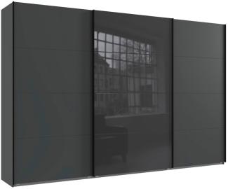 Schwebetürenschrank Norderstedt Kleiderschrank 360x64x236cm graphit Glasgrau