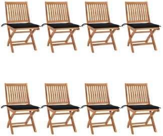 Klappbare Gartenstühle mit Kissen 8 Stk. Massivholz Teak 3072868