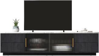 Merax 160m TV Stand für 70" TV - marmorierte Tischplatte, Kabelmanagement, Schubladen mit Push-to-Open-Funktion Grau