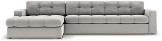 Micadoni 4-Sitzer Ecke links Sofa Justin | Bezug Light Grey | Beinfarbe Black Plastic