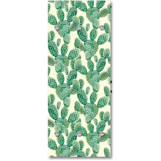 Queence Garderobe - "Cactus" Druck auf hochwertigem Arcylglas inkl. Edelstahlhaken und Aufhängung, Format: 50x120cm