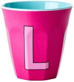 Rice Two Tone Fuchsia Melamin Becher Buchstabe L