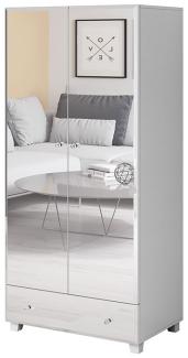 Kleiderschrank Bellagio Schlafzimmerschrank 86x55x185cm weiß Spiegelfront