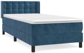 Boxspringbett mit Matratze Dunkelblau 80x200 cm Samt (Farbe: Blau)