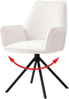 Esszimmerstuhl HWC-G67, Küchenstuhl Stuhl mit Armlehne, drehbar Auto-Position, Samt MVG ~ creme-beige, Beine schwarz