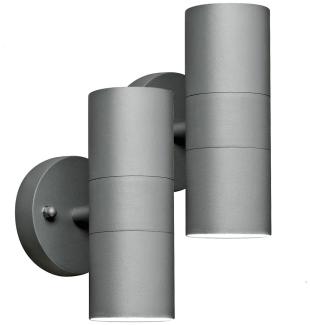 2er-Set Aluminium Up-Down Wandleuchten MODENA grau, GU10, Höhe 17 cm, IP44