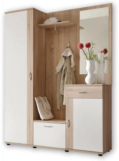 Garderobe PATENT Spiegel Sonoma Eiche und weiß 3-teilig