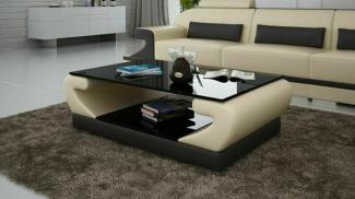 Tische Couchtisch Leder Glastisch Design Tisch Sofa Beistell Couch