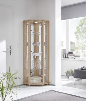 Eckvitrine >TRIO< in Buche Dekor - 71x172x50cm (BxHxT)