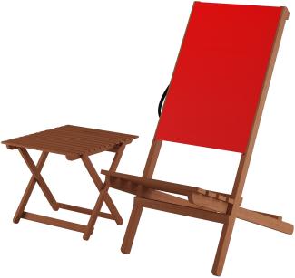 Rotes Wikingerstuhl-Set Schwedenstuhl Strandstuhl Anglerstuhl Partystuhl wählbares Set XXL V-10-363Einzelstück mit Tisch