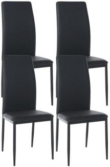 4er Set Esszimmerstühle Savino Kunstleder (Farbe: schwarz)