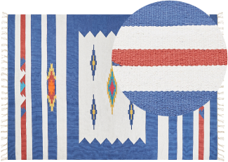 Kelim Teppich Baumwolle mehrfarbig 200 x 300 cm geometrisches Muster Kurzflor VARSER