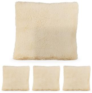 4 x flauschige Kissen creme 10040411