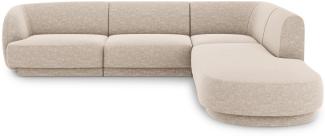 Micadoni 6-Sitzer Ecke rechts Sofa Miley | Bezug Beige | Beinfarbe Black Plastic