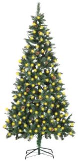 vidaXL Künstlicher Weihnachtsbaum mit LEDs Kiefernzapfen 210 cm