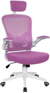 Bürostuhl Ergonomisch Drehstuhl Schreibtischstuhl Mesh Netzstoff office Stuhl Weiß / Rosa mit Kopfstütze