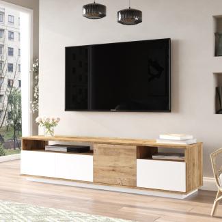 Designer TV Lowboard Tolve Weiß/Holz